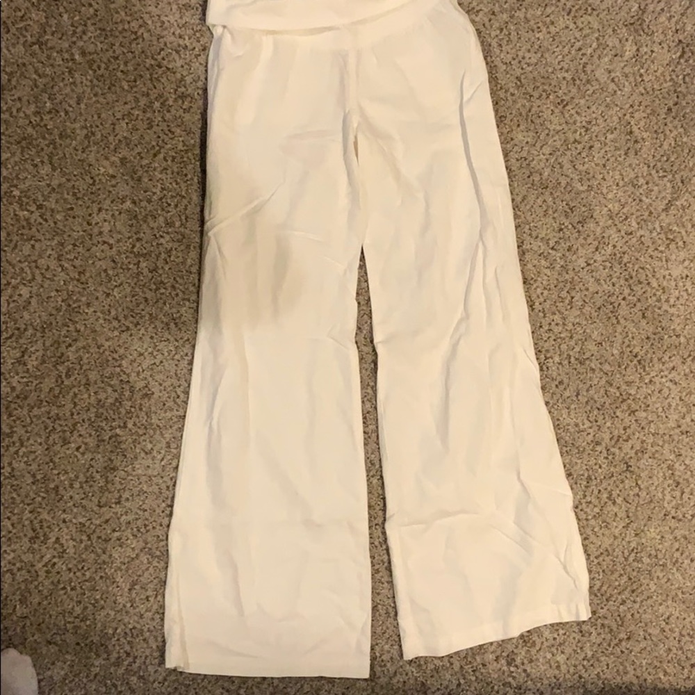 White linen pants